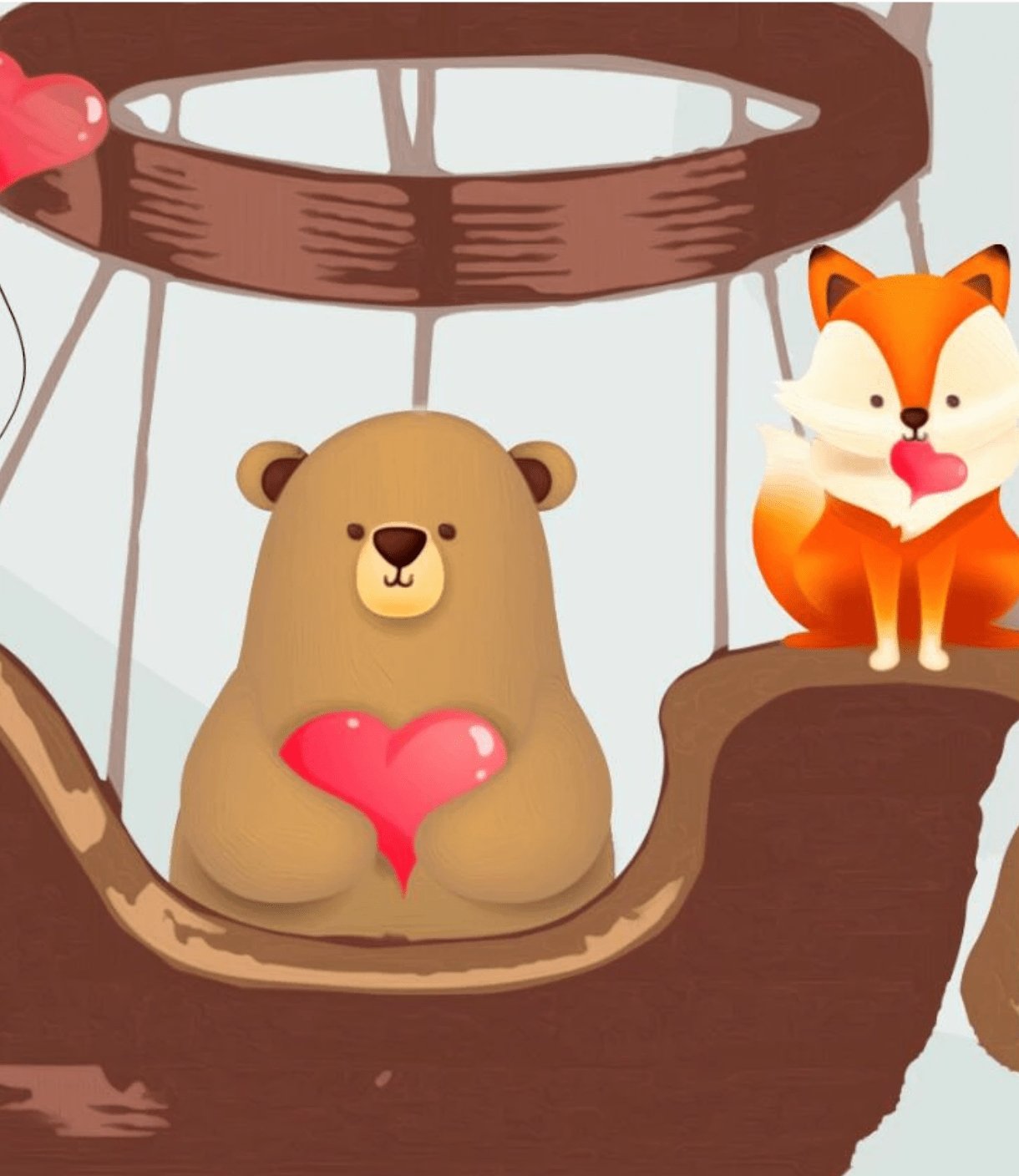 Papier peint enfant vintage montgolfière et animaux - papier peint sur mesure francais - muralconcept