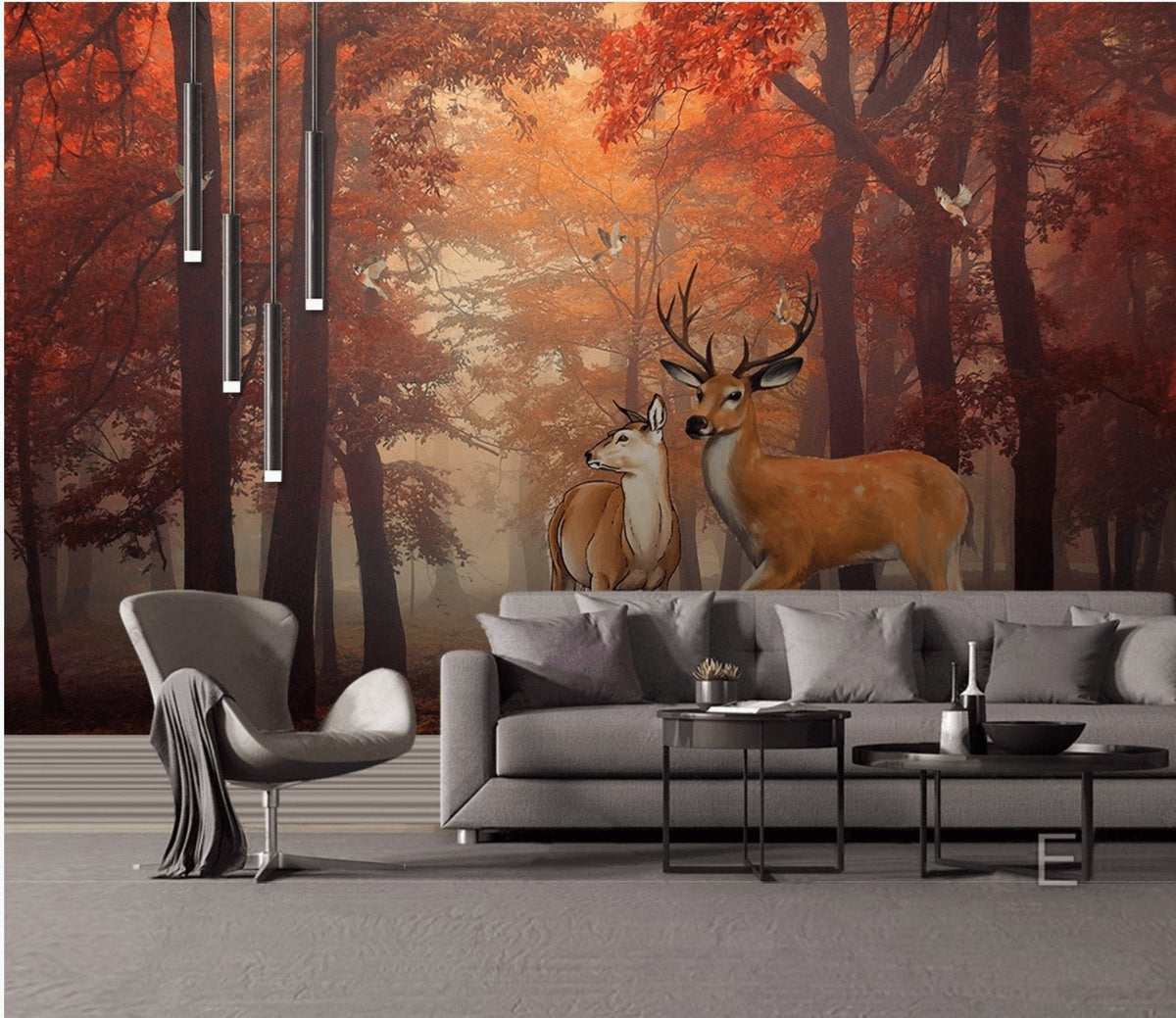 Autumn Color Forest & Deer Wallpaper