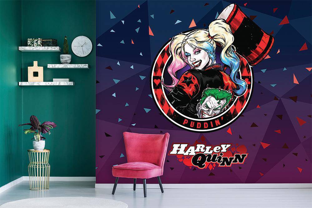 Cartoon panoramic wallpaper harley quinn pop rock icon