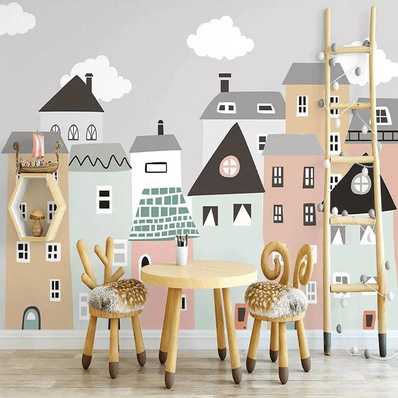 Papier peint panoramique city kids - papier peint sur mesure francais - muralconcept