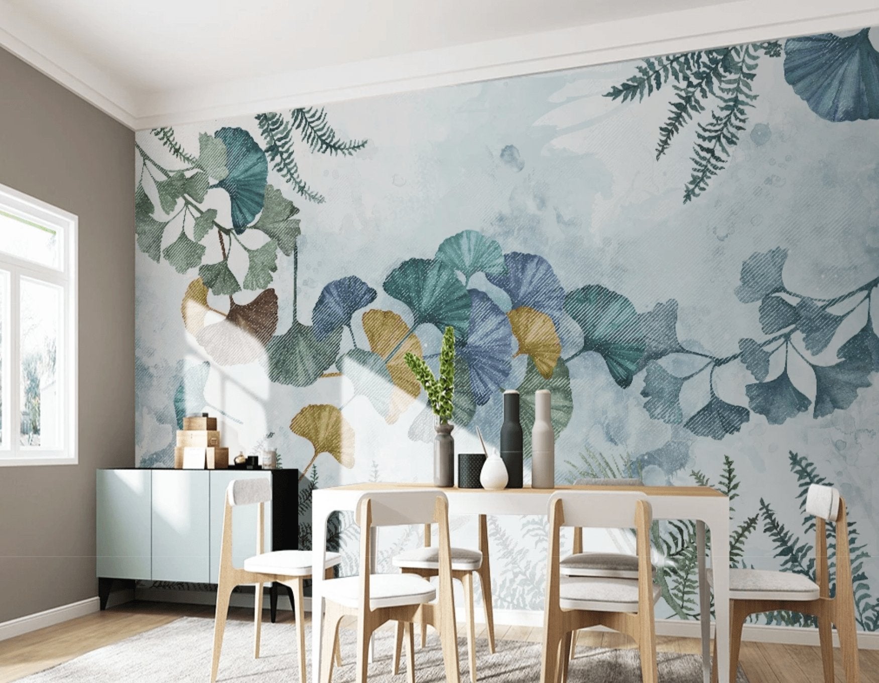 Papier peint panoramique ginkgo biloba japon - papier peint sur mesure francais - muralconcept