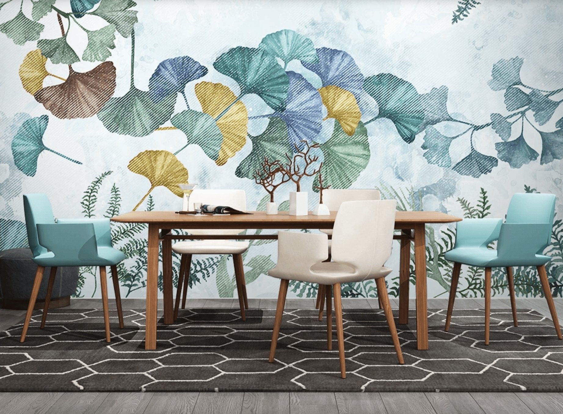 Papier peint panoramique ginkgo biloba japon - papier peint sur mesure francais - muralconcept