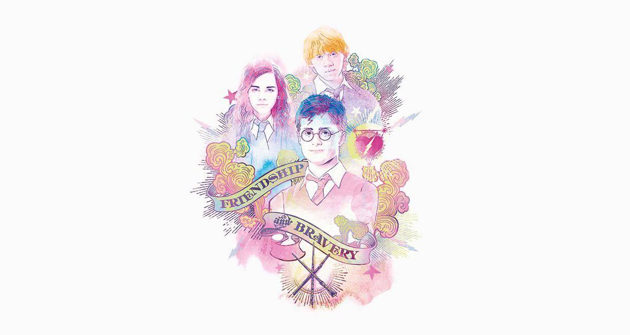 Papier peint panoramique Harry Potter amitié aquarelle - papier peint sur mesure francais - muralconcept