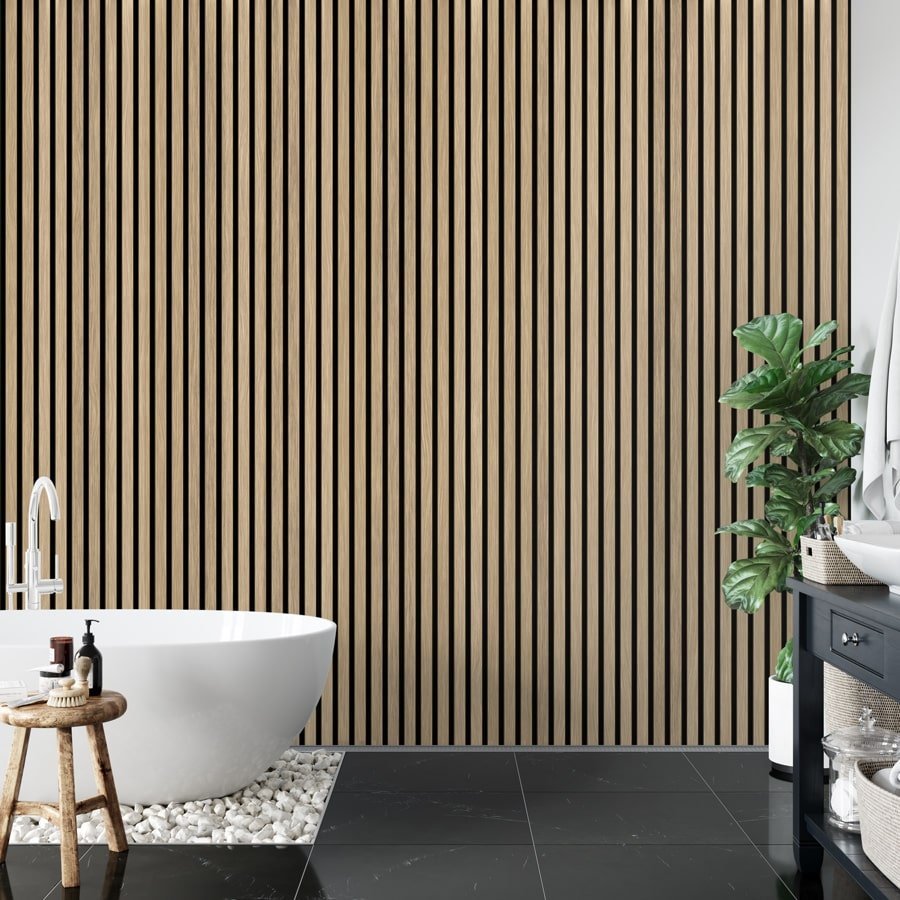 Single strip oak wood strip wallpaper