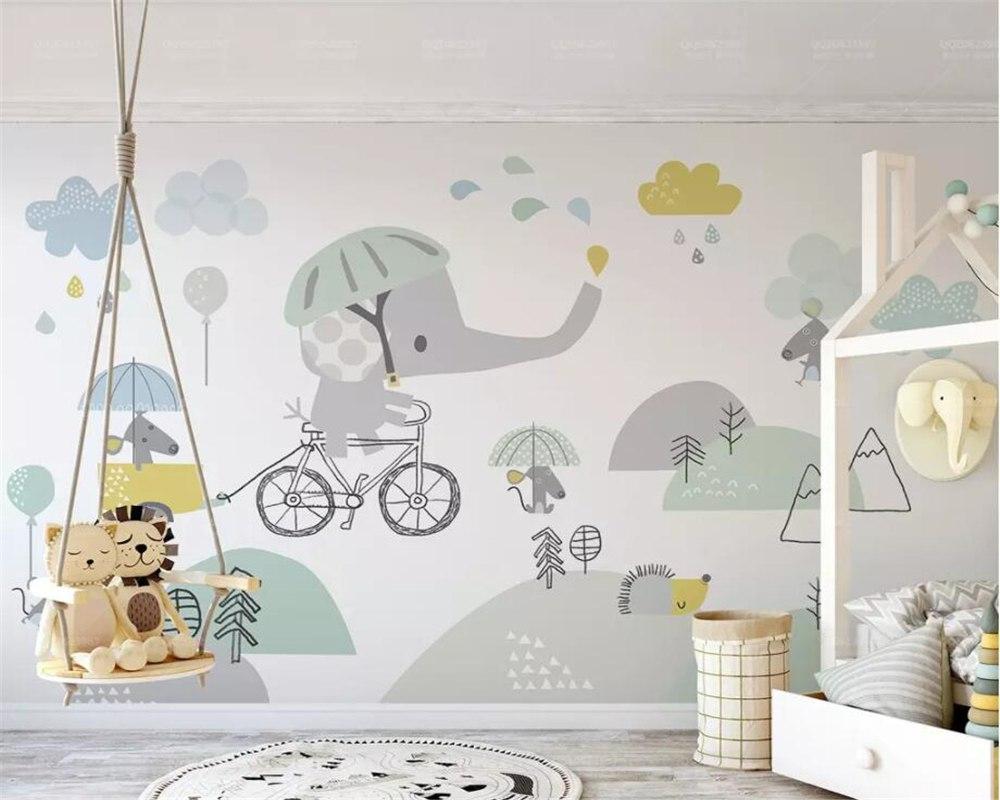 Baby room wallpaper Elephant on bike 