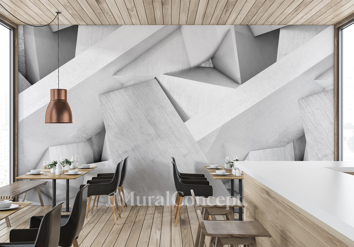 3D bistro wallpaper architectural design concrete