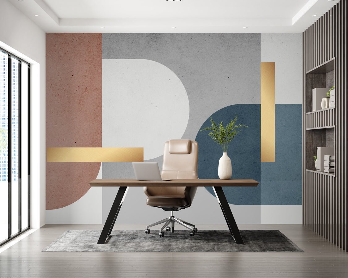 Graphic cement wallpaper