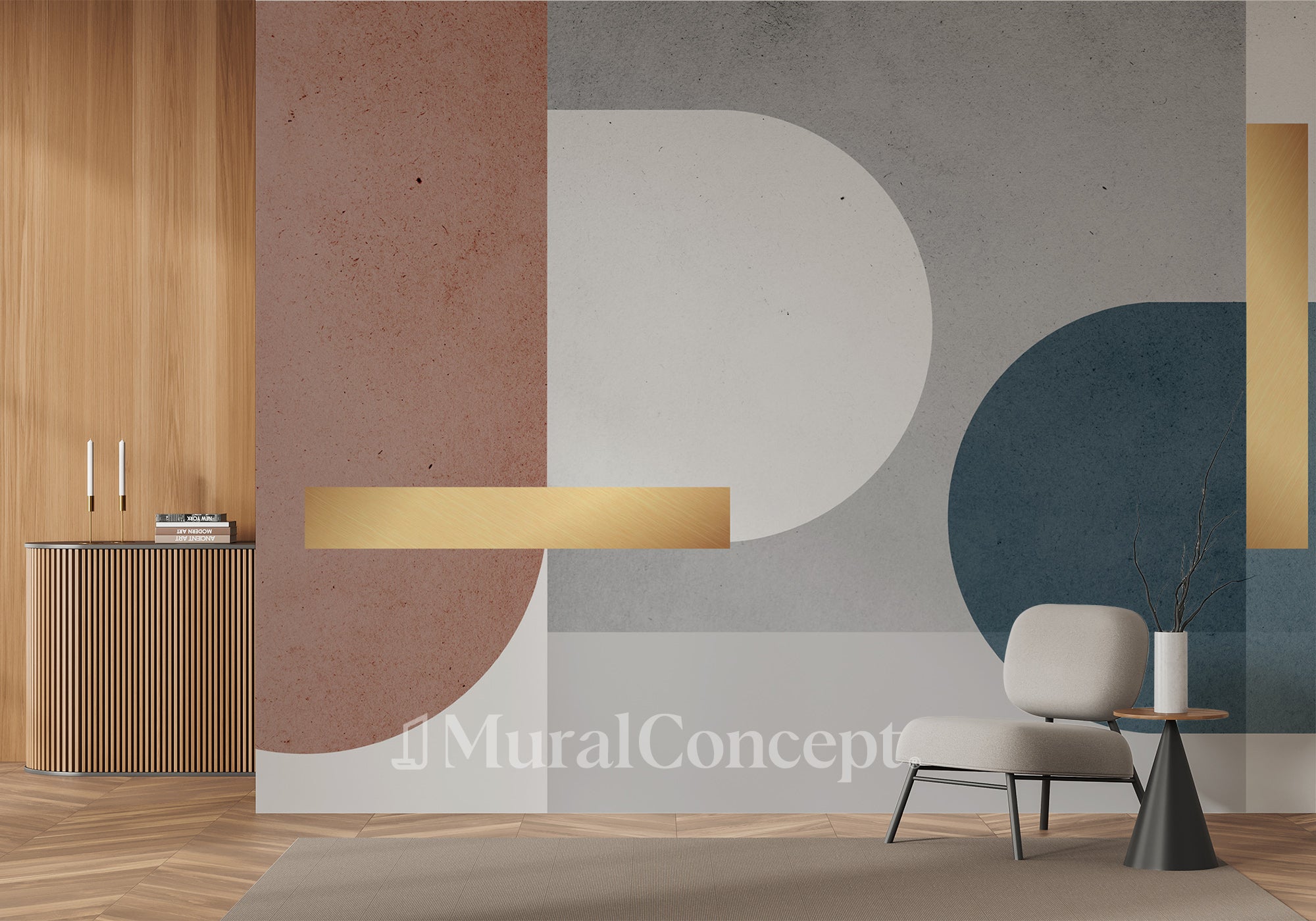 Papier peint ciment graphique - panoramique français