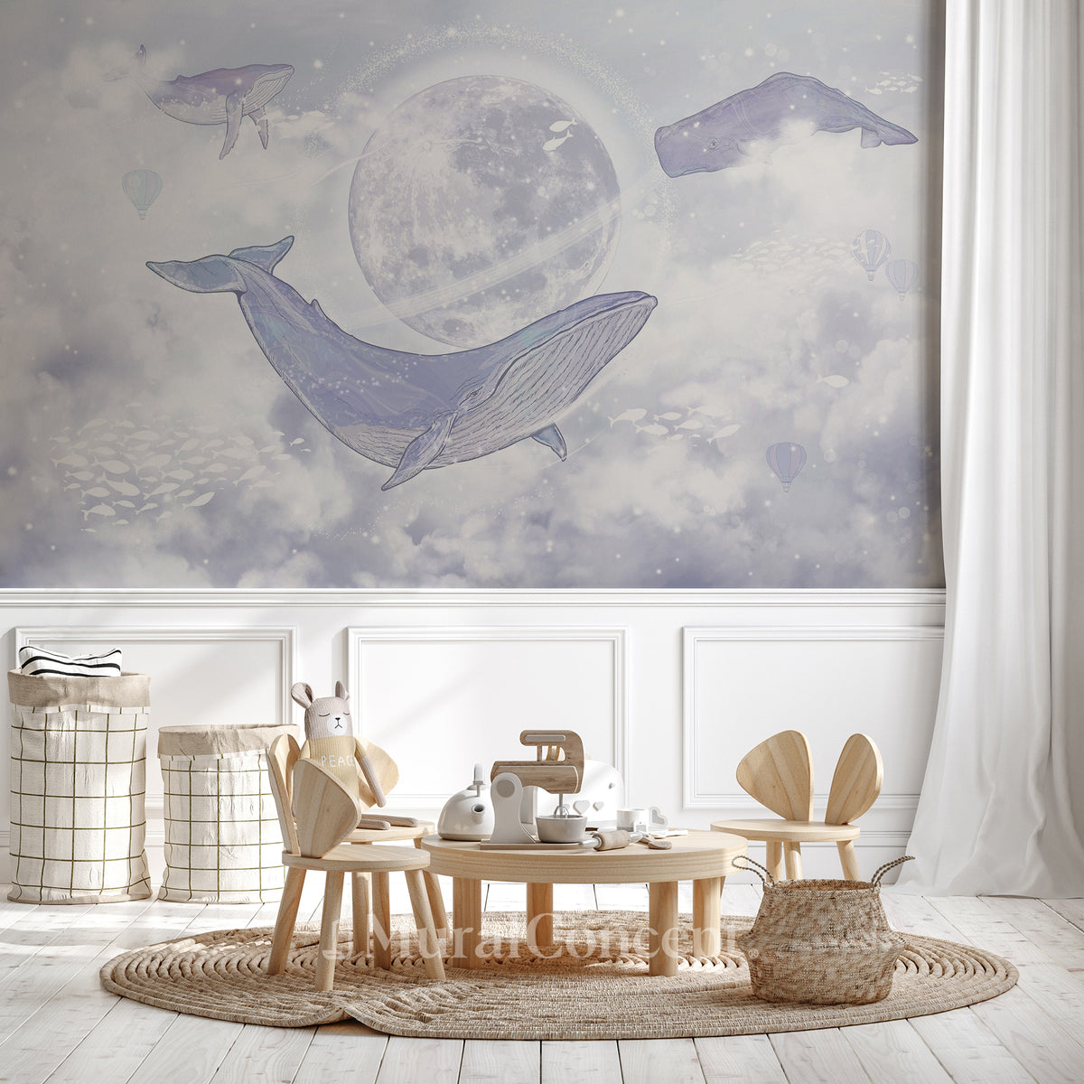 Children's wallpaper celestial whales