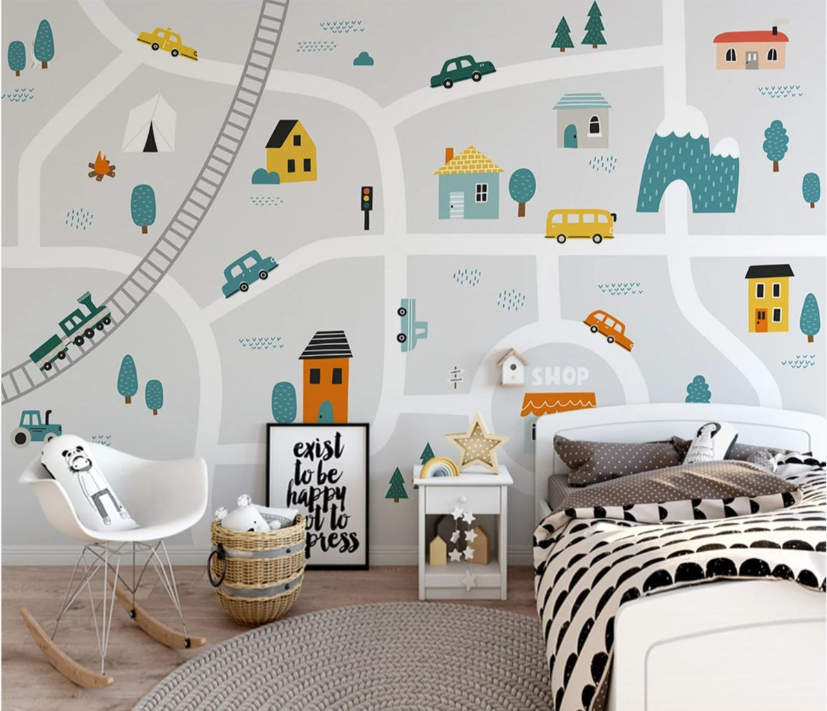 Children's wallpaper racetrack