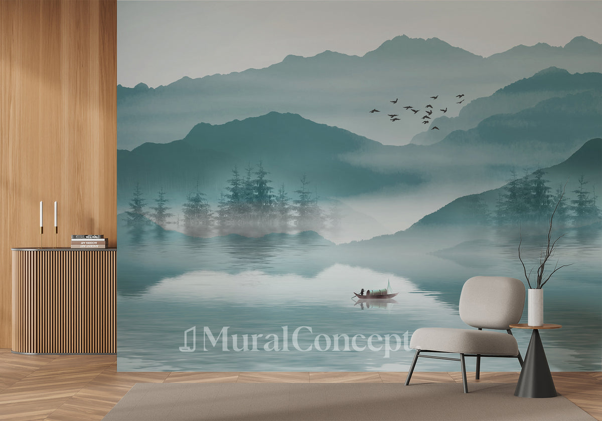 Wallpaper between mountain and lake