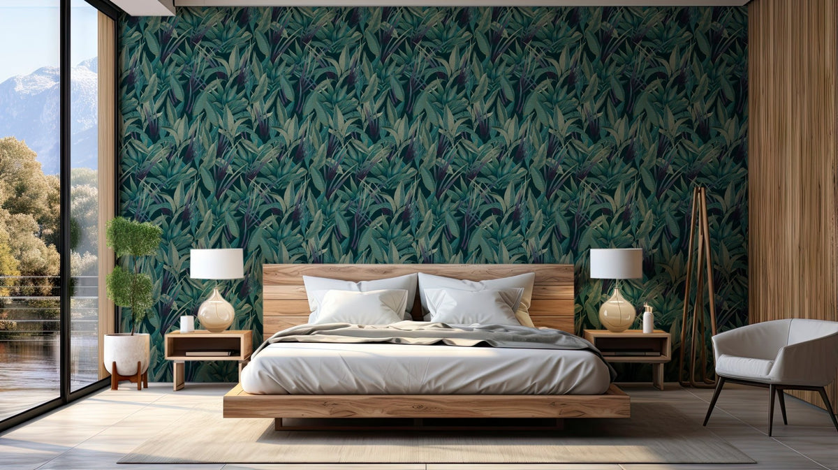 Trendy panoramic leaf wallpaper