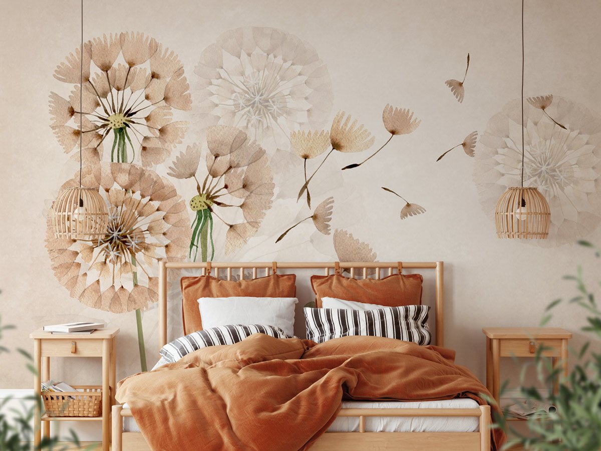 Papier peint fleur pissenlit - papier peint sur mesure francais - muralconcept