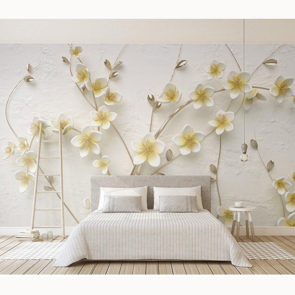 3D white flowers wallpaper