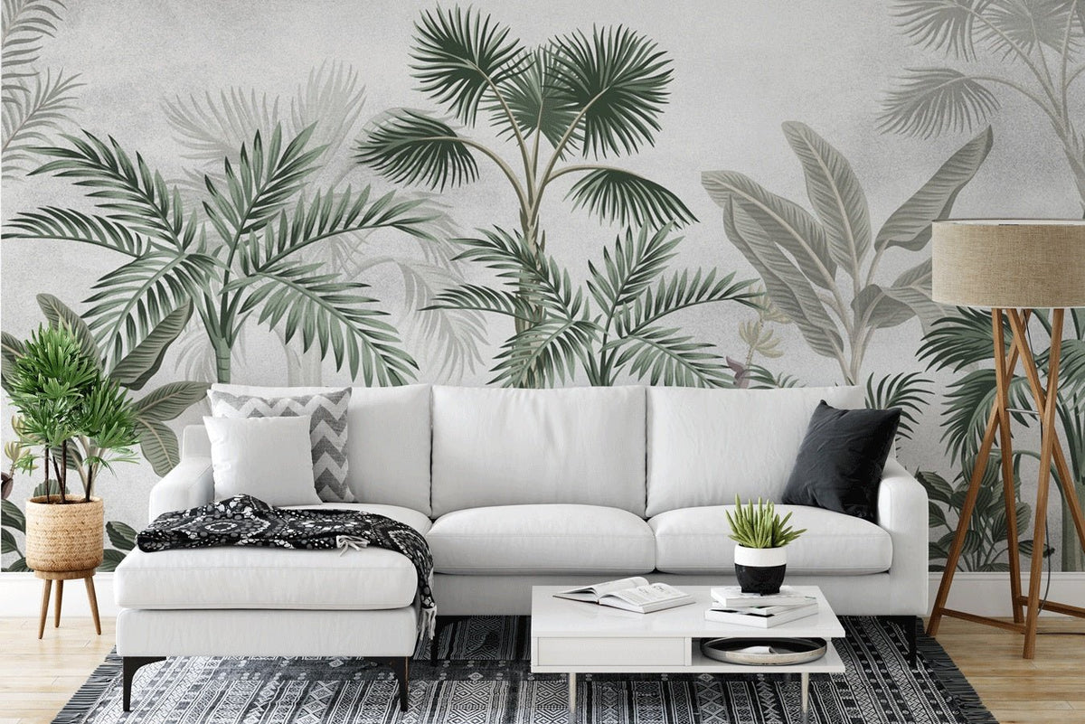 Trendy jungle wallpaper exotic trees