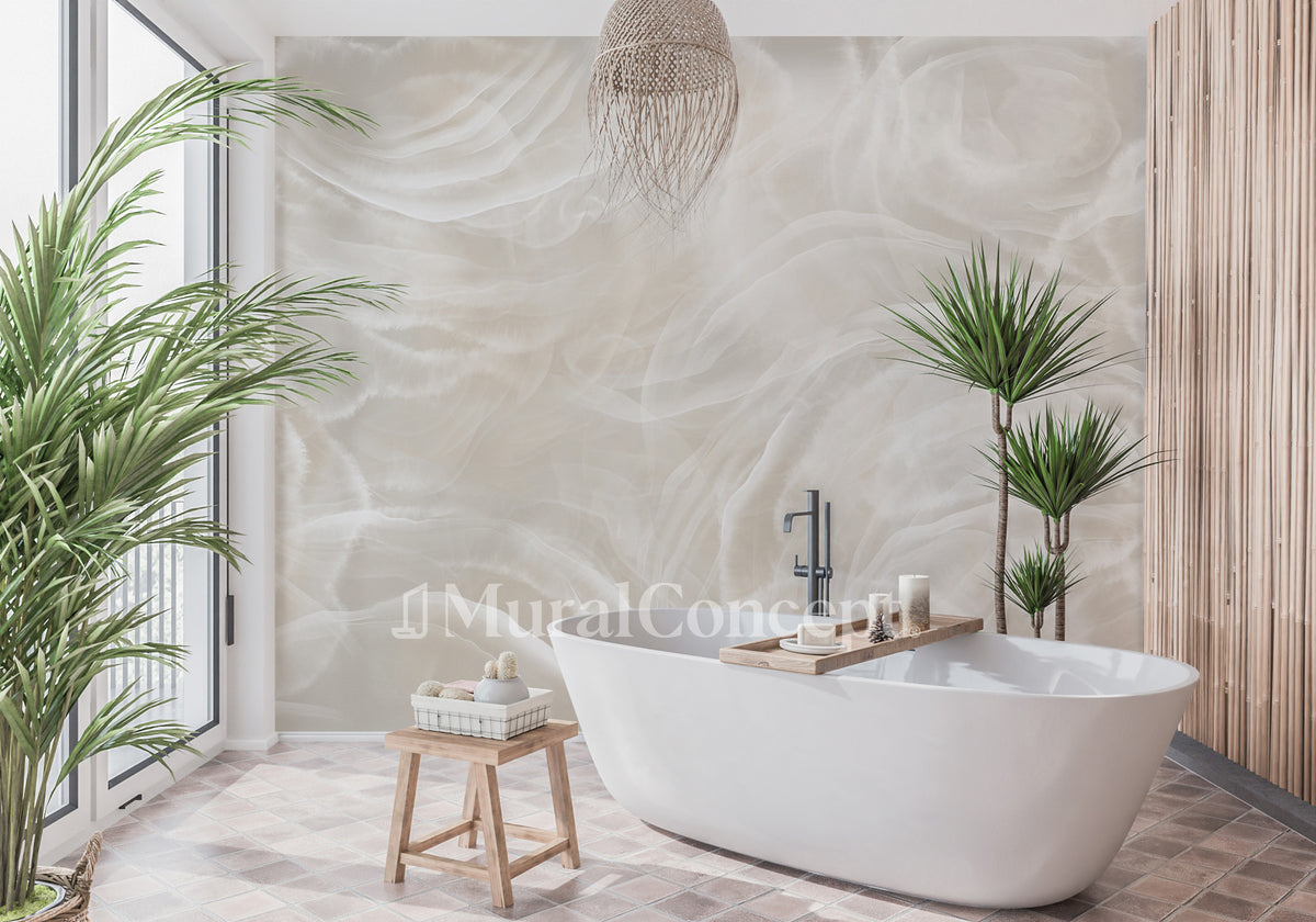 Ivory marble bathroom wallpaper