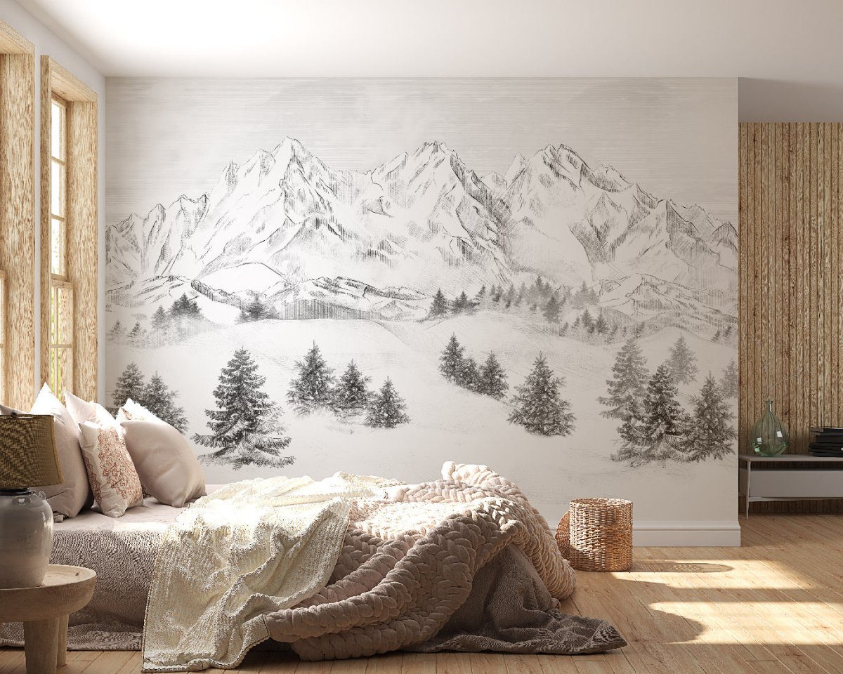 Papier peint montagne sommets de Chamonix - papier peint sur mesure francais - muralconcept