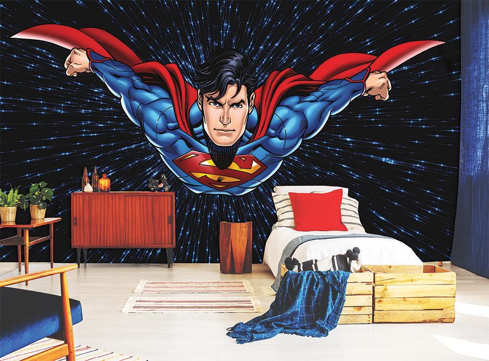 Panoramic wallpaper hero superman comics night flight