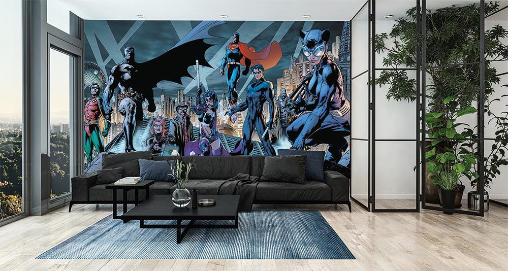 Justice League Hero Dark & ​​Blue City Panoramic Wallpaper