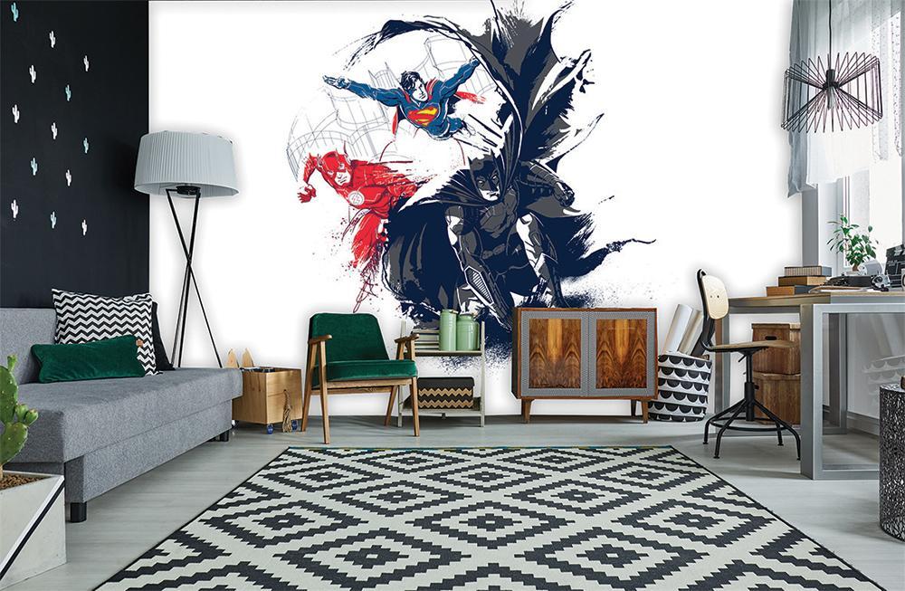 Papier peint panoramique justice league héro graff design - papier peint sur mesure francais - muralconcept
