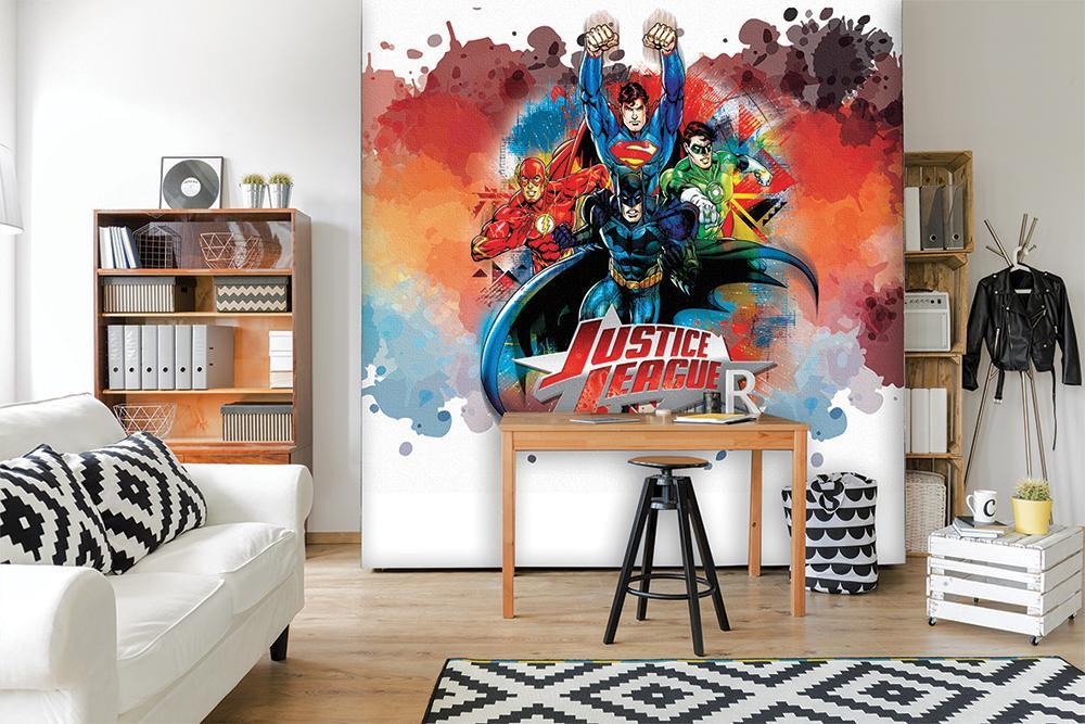 Panoramic wallpaper justice league hero watercolor painting