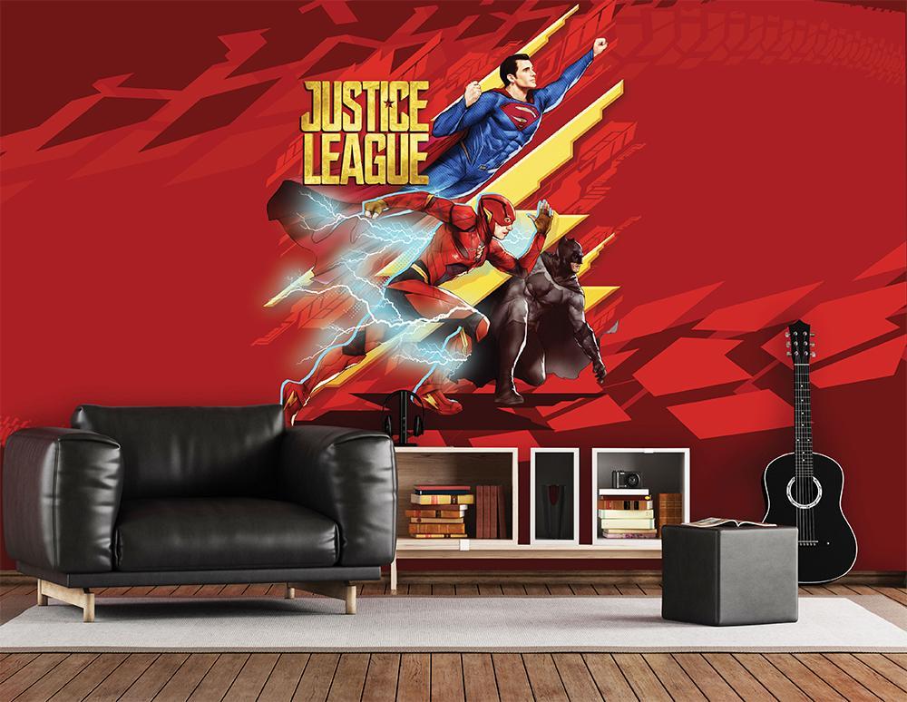Papier peint panoramique justice league héro ready to go red - papier peint sur mesure francais - muralconcept