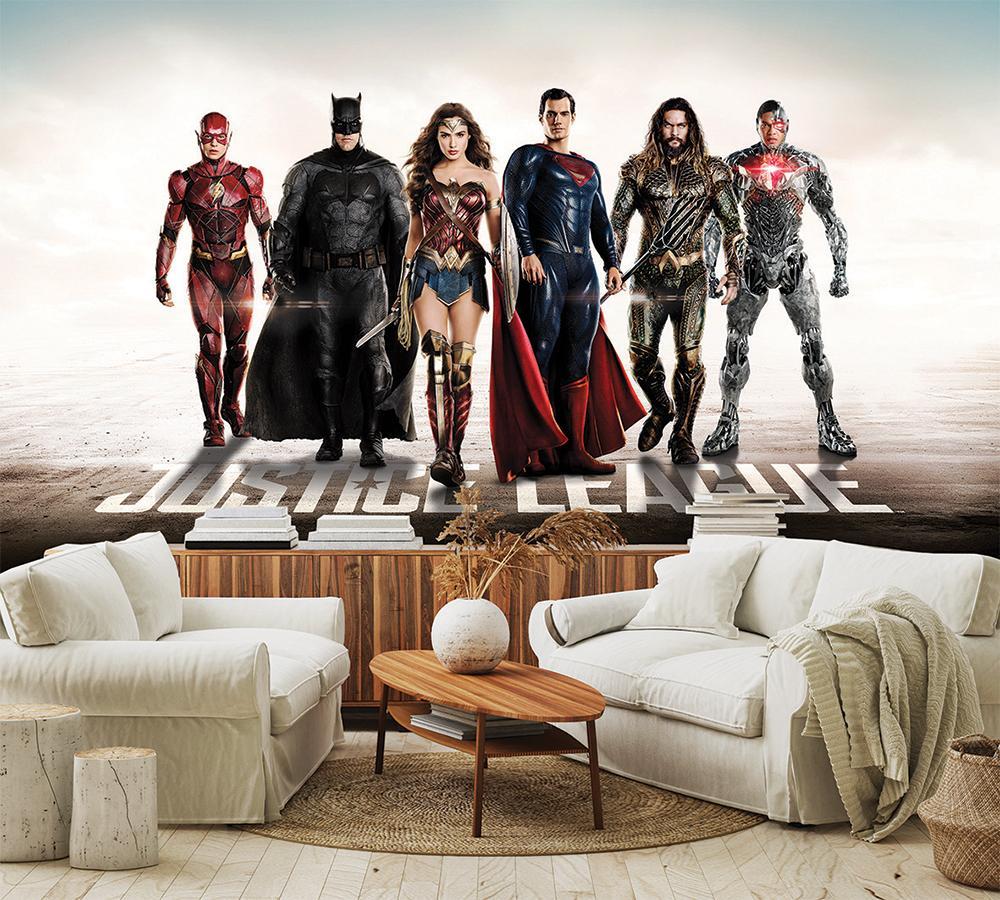 Panoramic wallpaper justice league hero poster heads