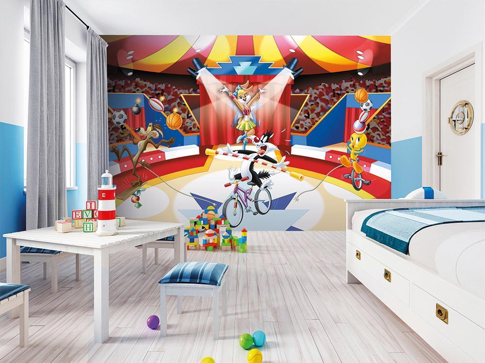 Looney cartoon circus show panoramic wallpaper