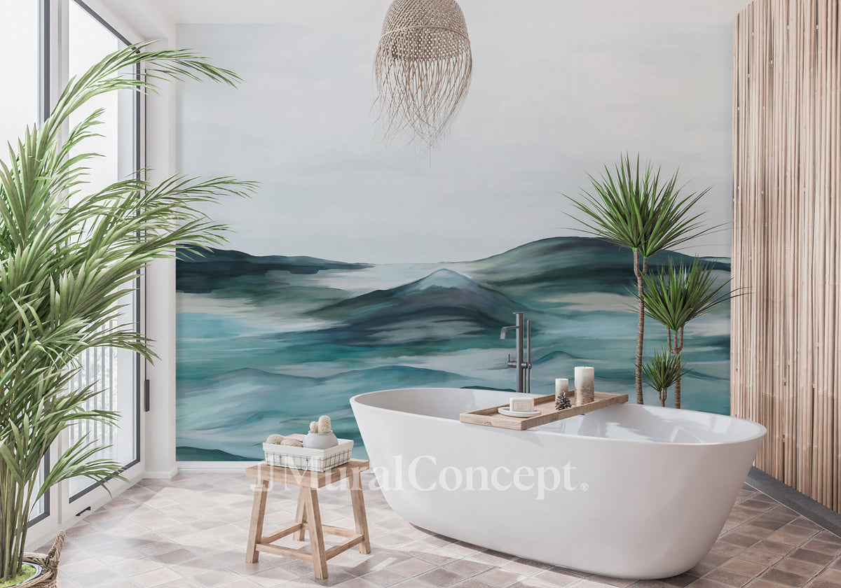 Bathroom wallpaper plenitude green