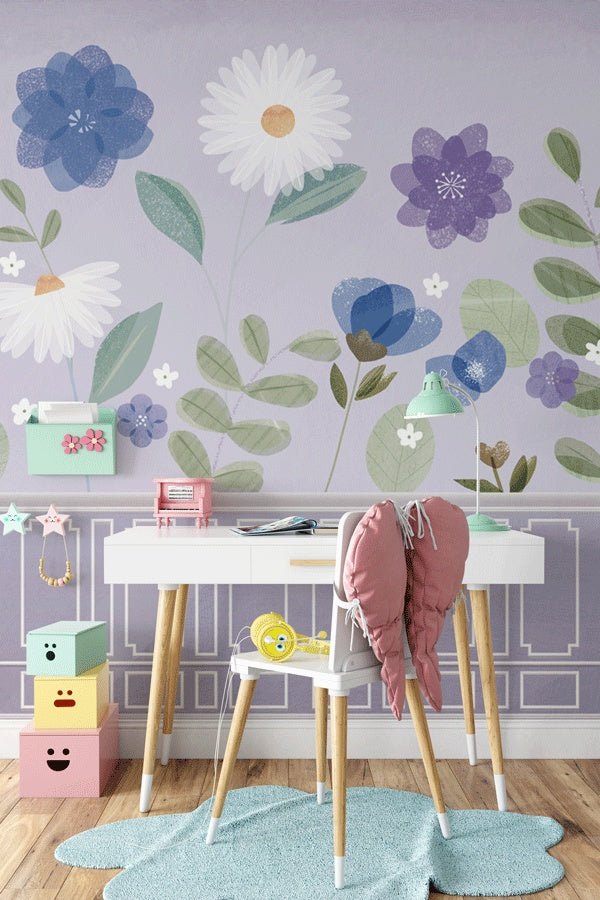 Papier peint parme et printanier floral - Muralconceptpapier_peint_sur_mesure