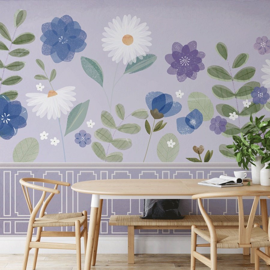 Papier peint parme et printanier floral - Muralconceptpapier_peint_sur_mesure