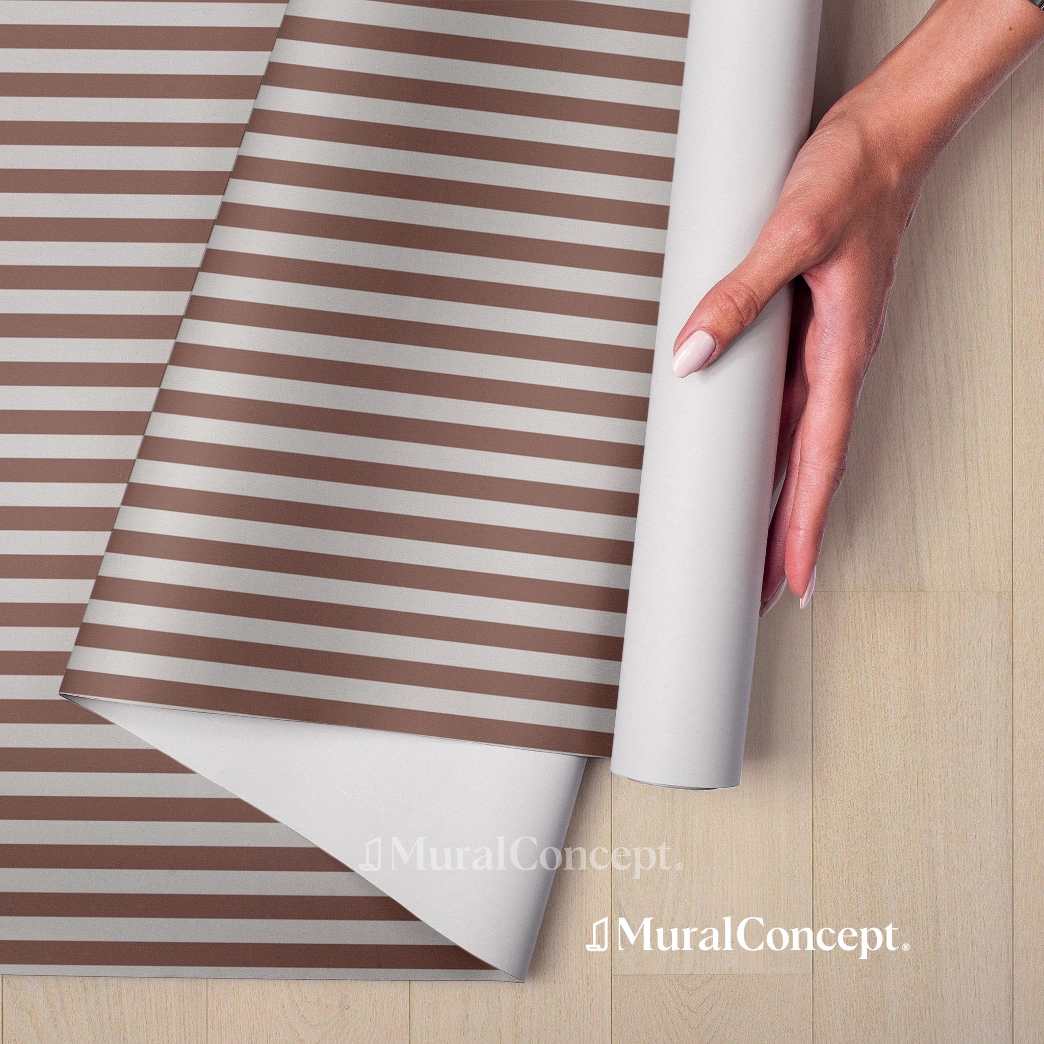 Papier peint rayure rétro vieux rose - panoramique français