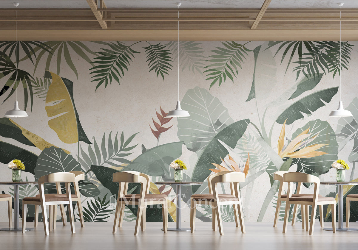 Green yellow plant restaurant wallpaper