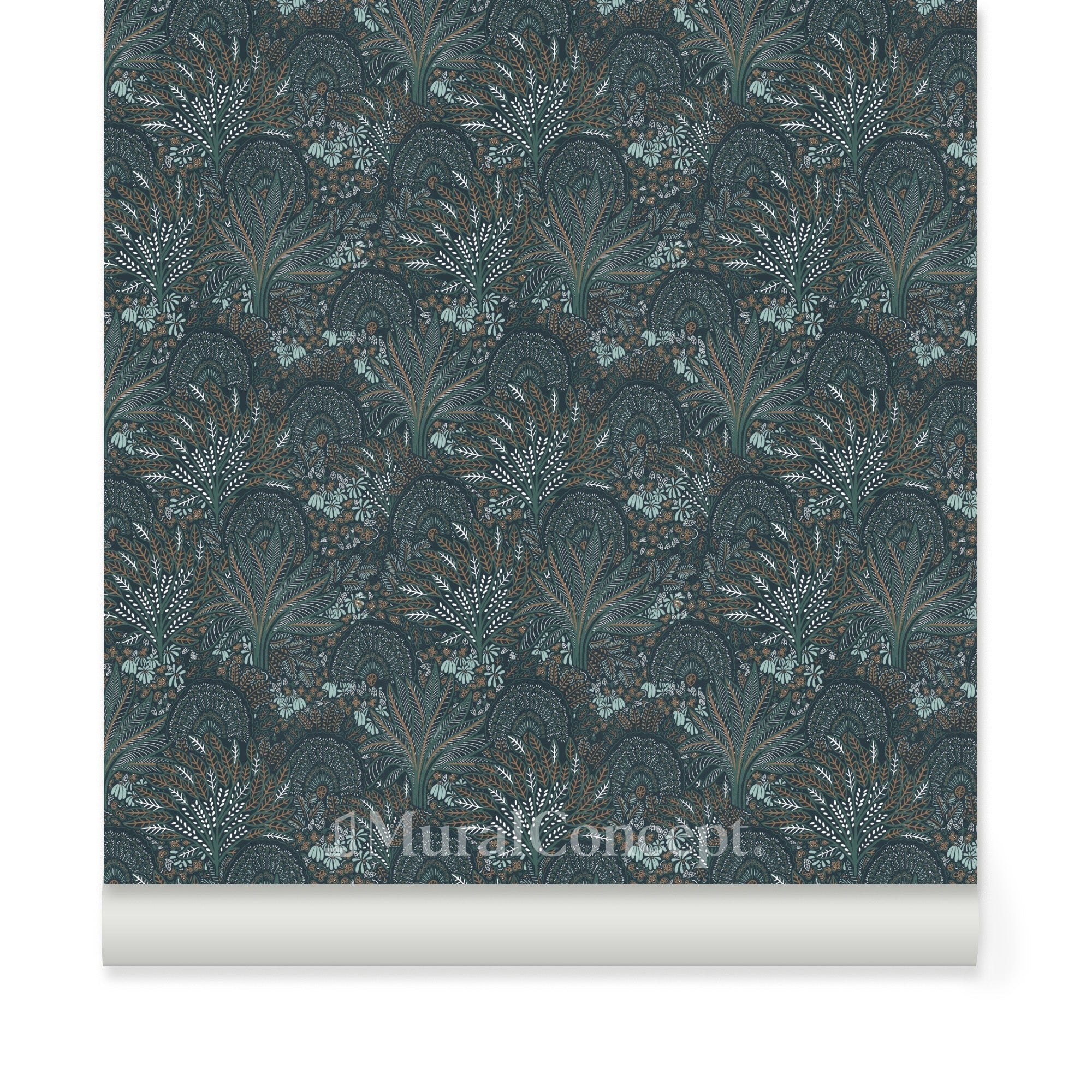 Papier peint roue du paon végétale - panoramique français