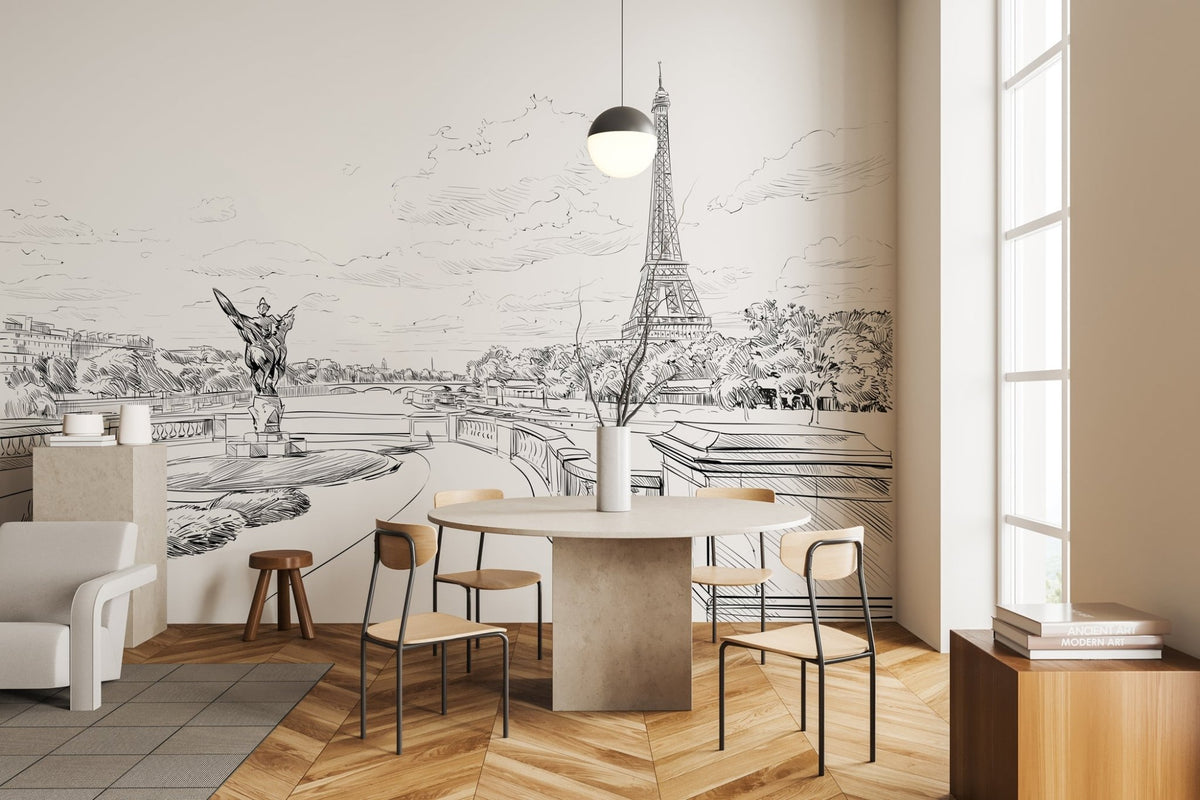 Bir Hakeim bridge wallpaper with Eiffel tower view