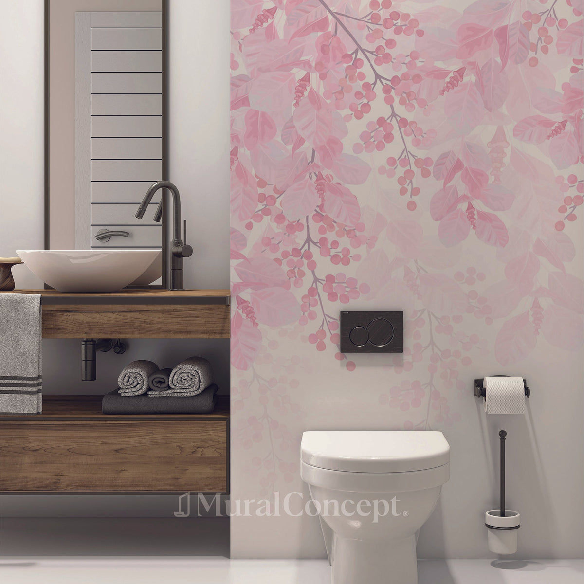 Blooming watercolor toilet wallpaper