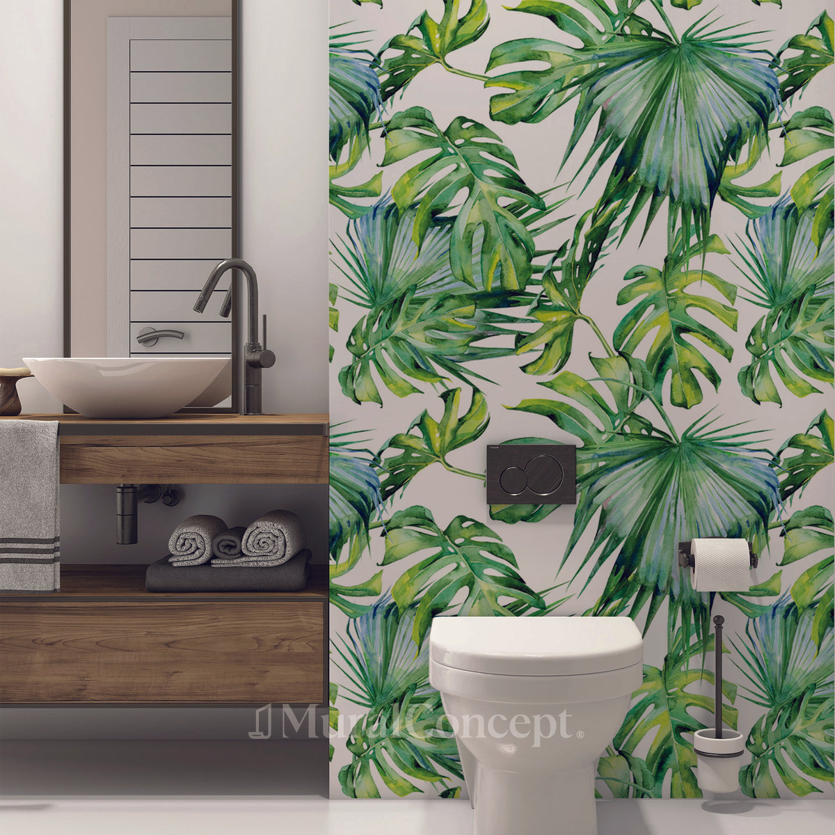 Green Foliage Toilet Wallpaper