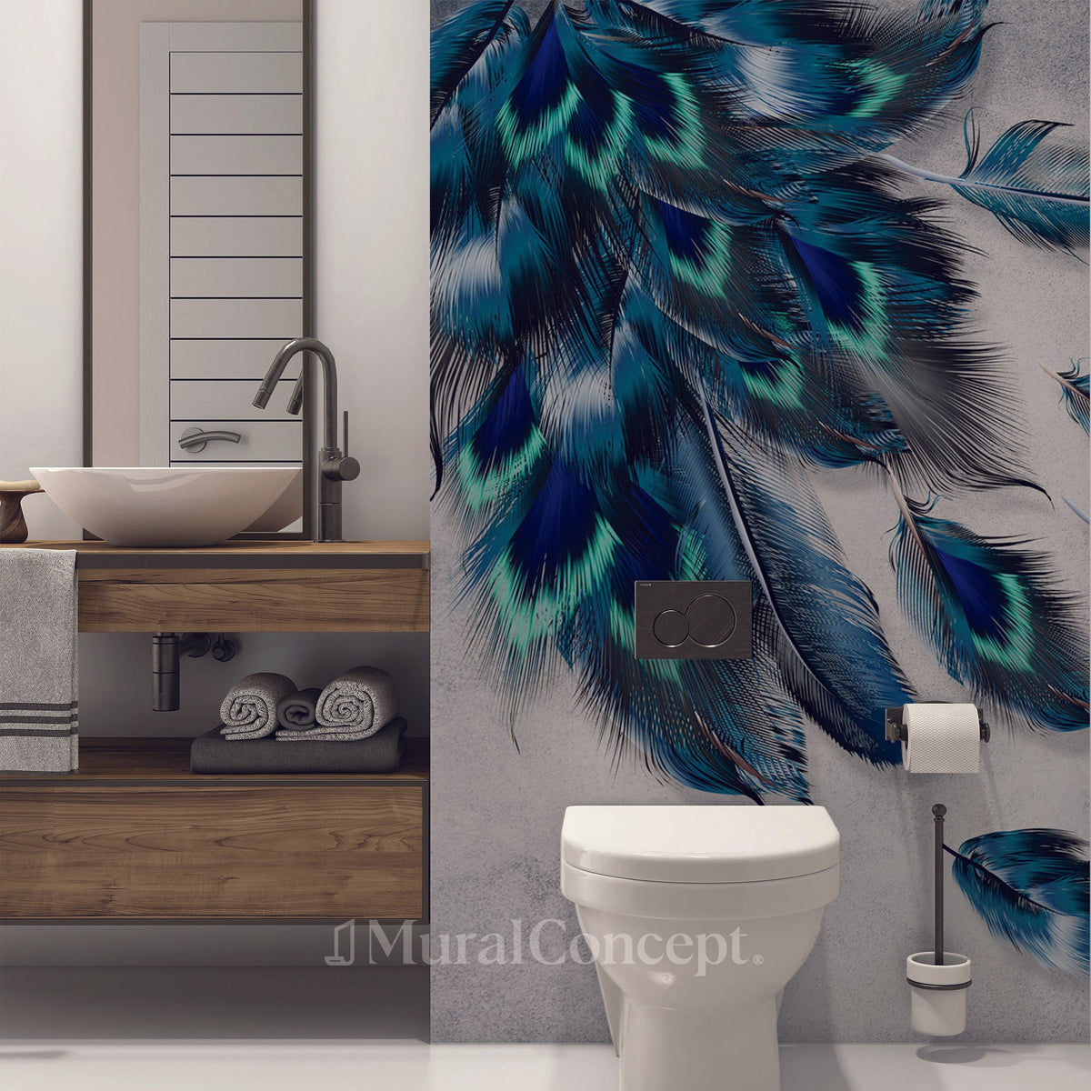 Flying Peacock Toilet Wallpaper