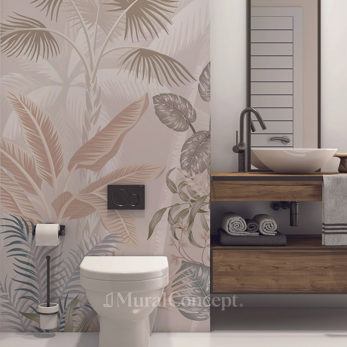 Jungle terracotta toilet wallpaper