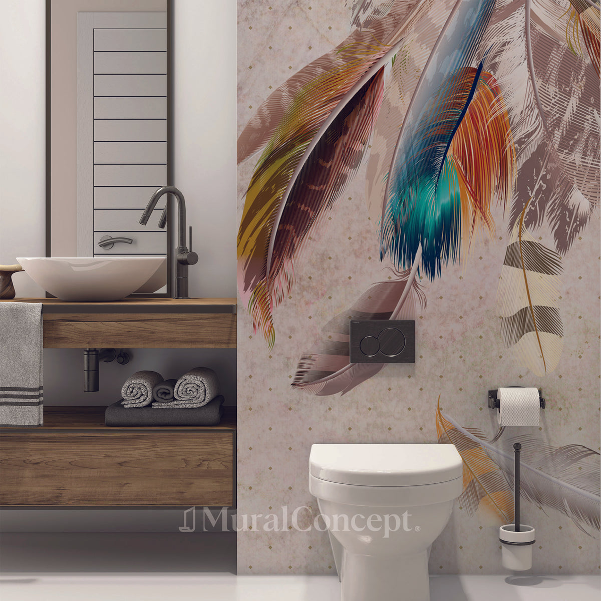 Indian Feathers Toilet Wallpaper