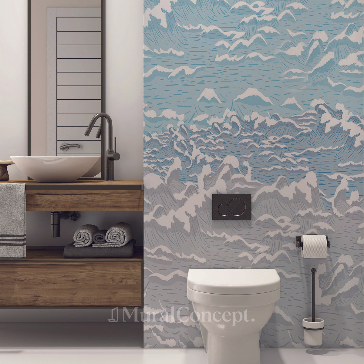 Toilet wallpaper waves