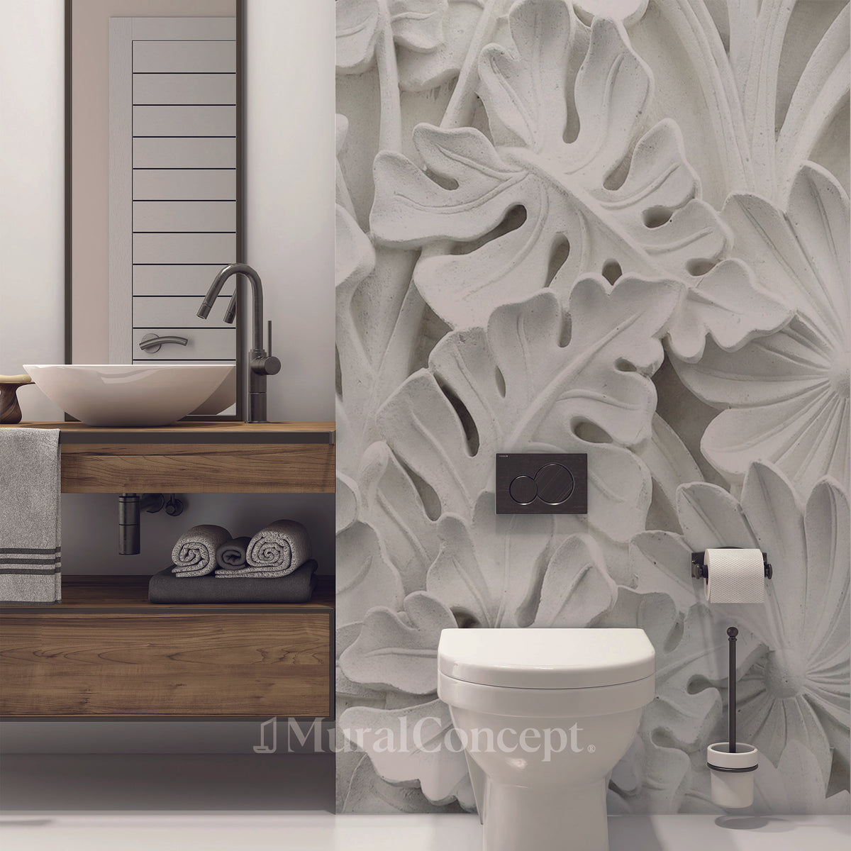 White Garden Toilet Wallpaper