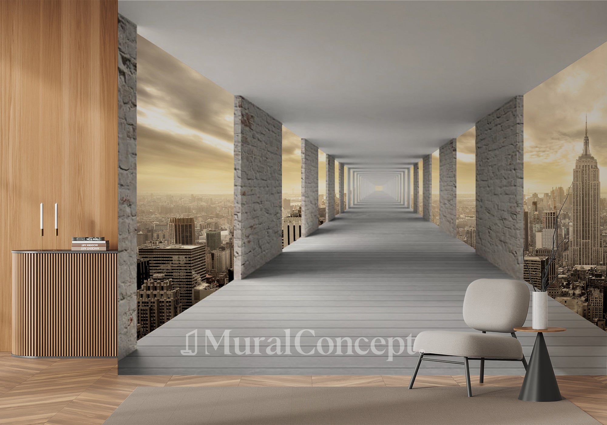 Papier peint trompe l'oeil New York Hall - panoramique français