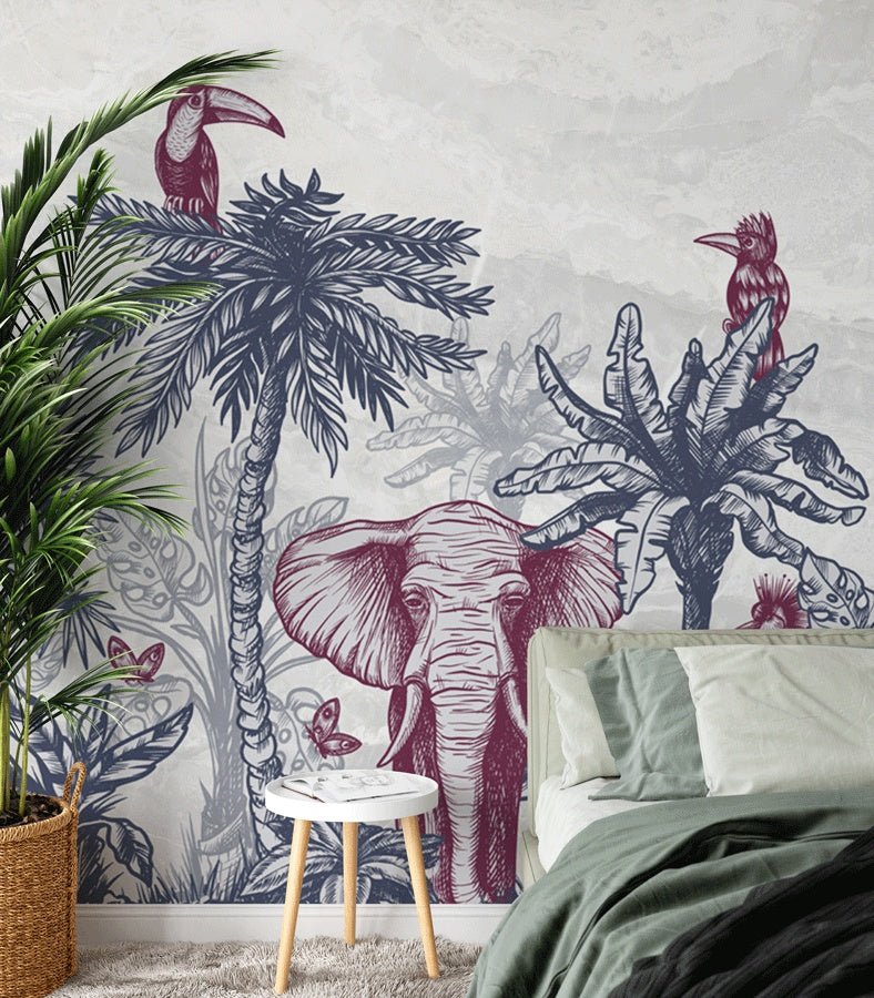 Papier peint tropical exotisme marbré - Muralconceptpapier_peint_sur_mesure