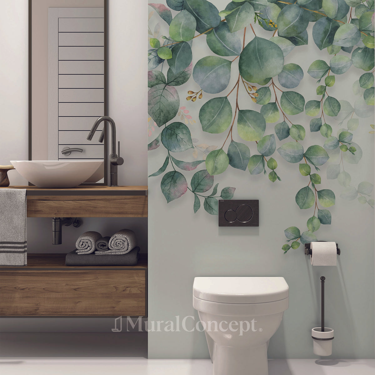 Eucalyptus plant nature toilet wallpaper