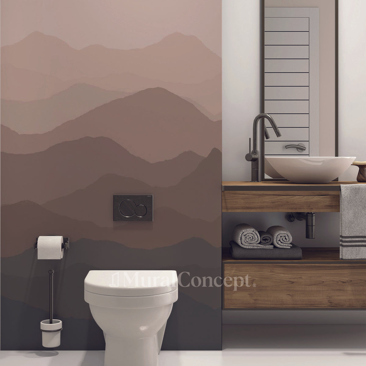 Terracotta dunes panoramic toilet wallpaper