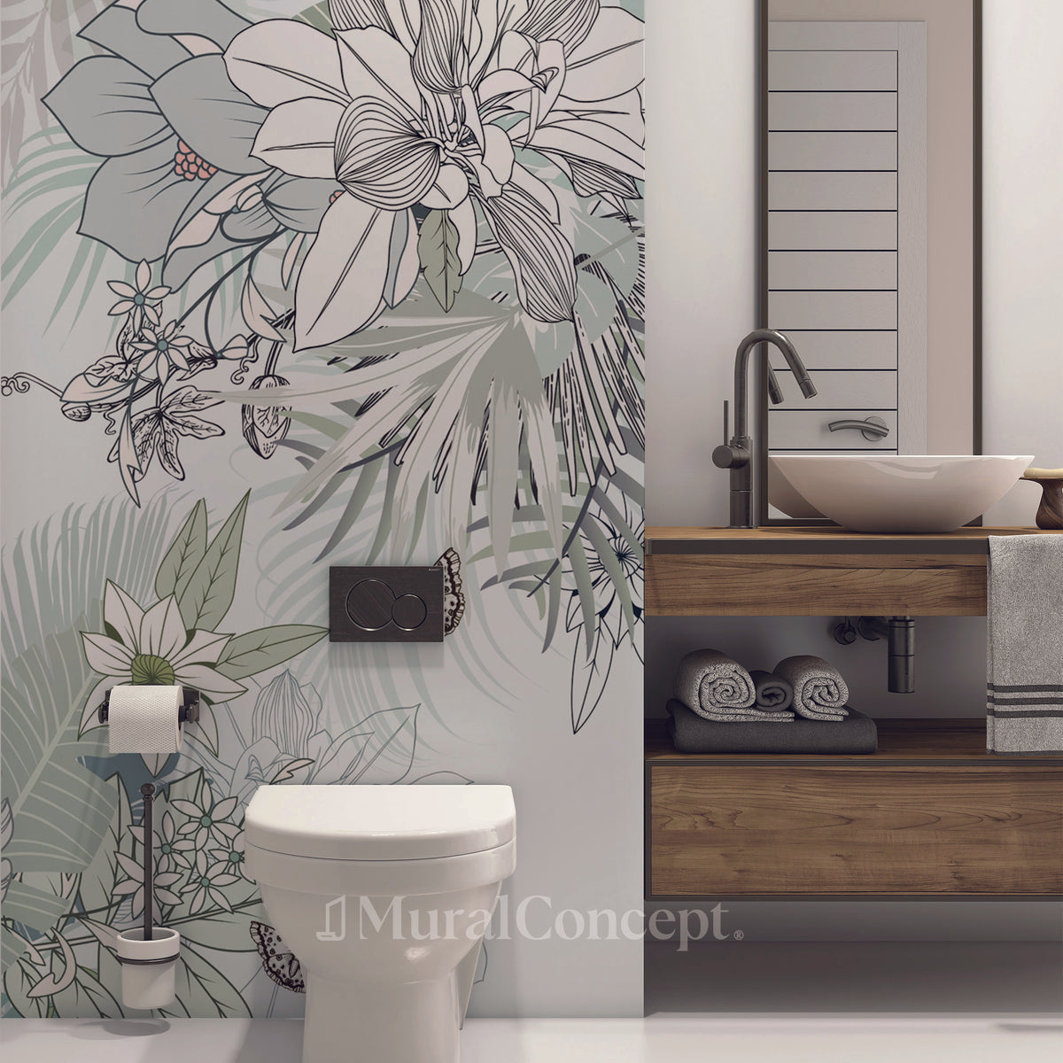 Trendy toilet wallpaper nature plant water green