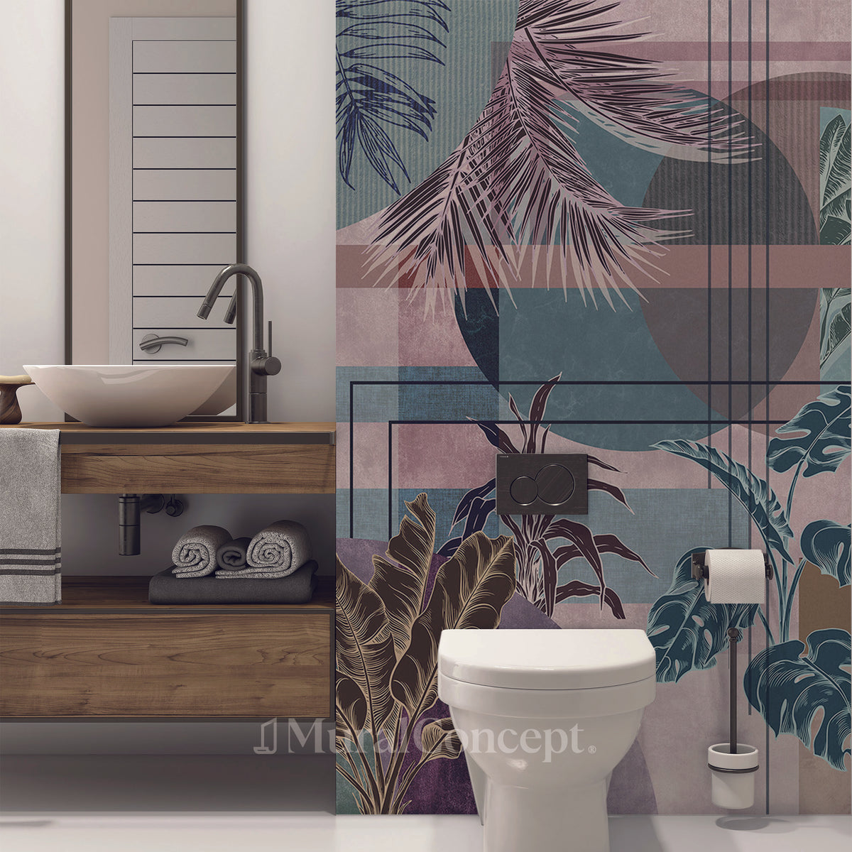 Papier peint wc vintage design