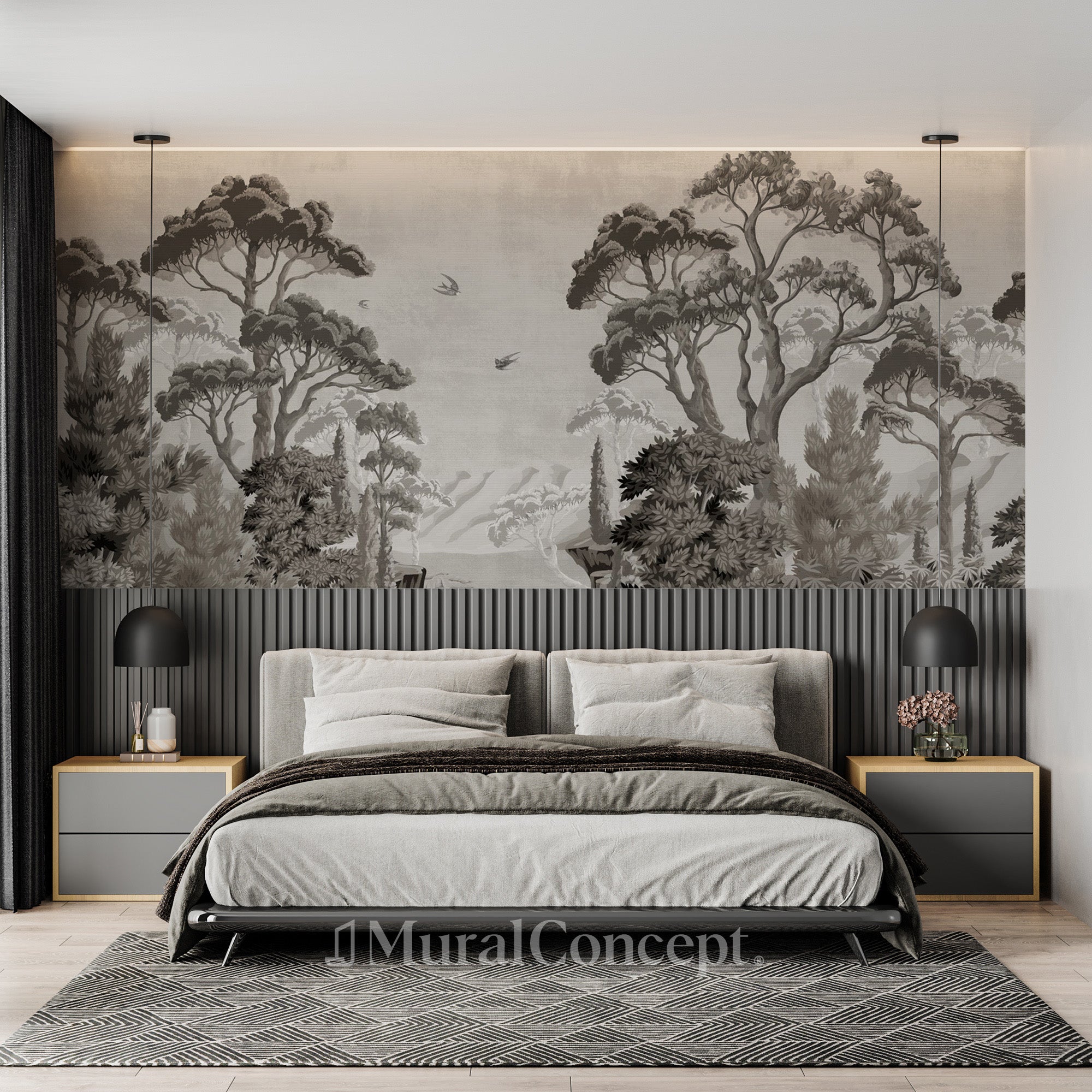 papier peint panoramique gravure